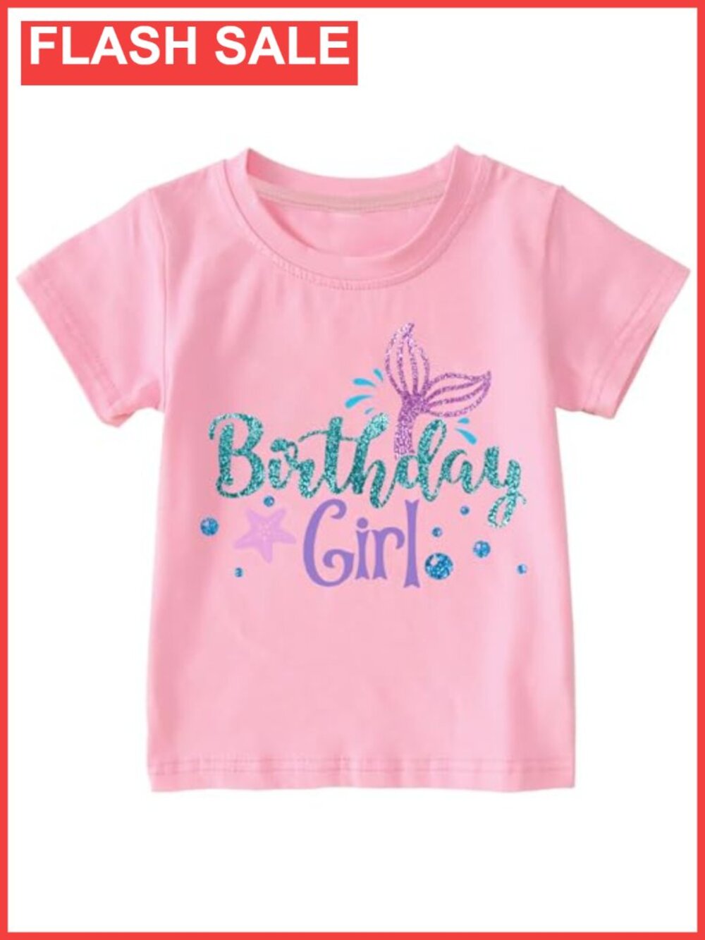 Girls Birthday Girl T-Shirt Mermaid Unicorn Cotton Short Sleeve Tee